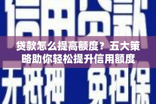庆元贷款怎么提高额度？五大策略助你轻松提升信用额度