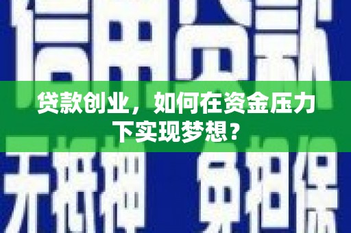 墨江贷款创业，如何在资金压力下实现梦想？